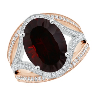 14.08x10.09x5.79mm AAA GIA Certified Oval Garnet Ornate Shank Cocktail Ring in 9K Rose Gold 9K White Gold