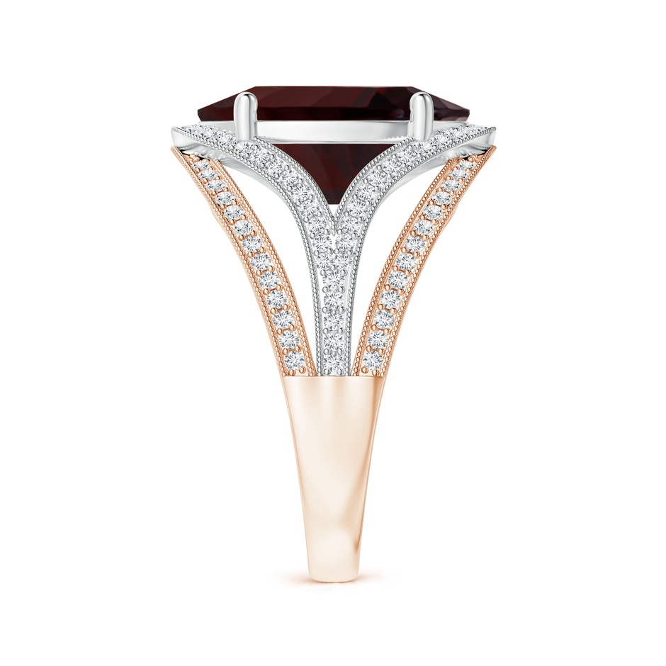 14.08x10.09x5.79mm AAA GIA Certified Oval Garnet Ornate Shank Cocktail Ring in Rose Gold White Gold Side 399