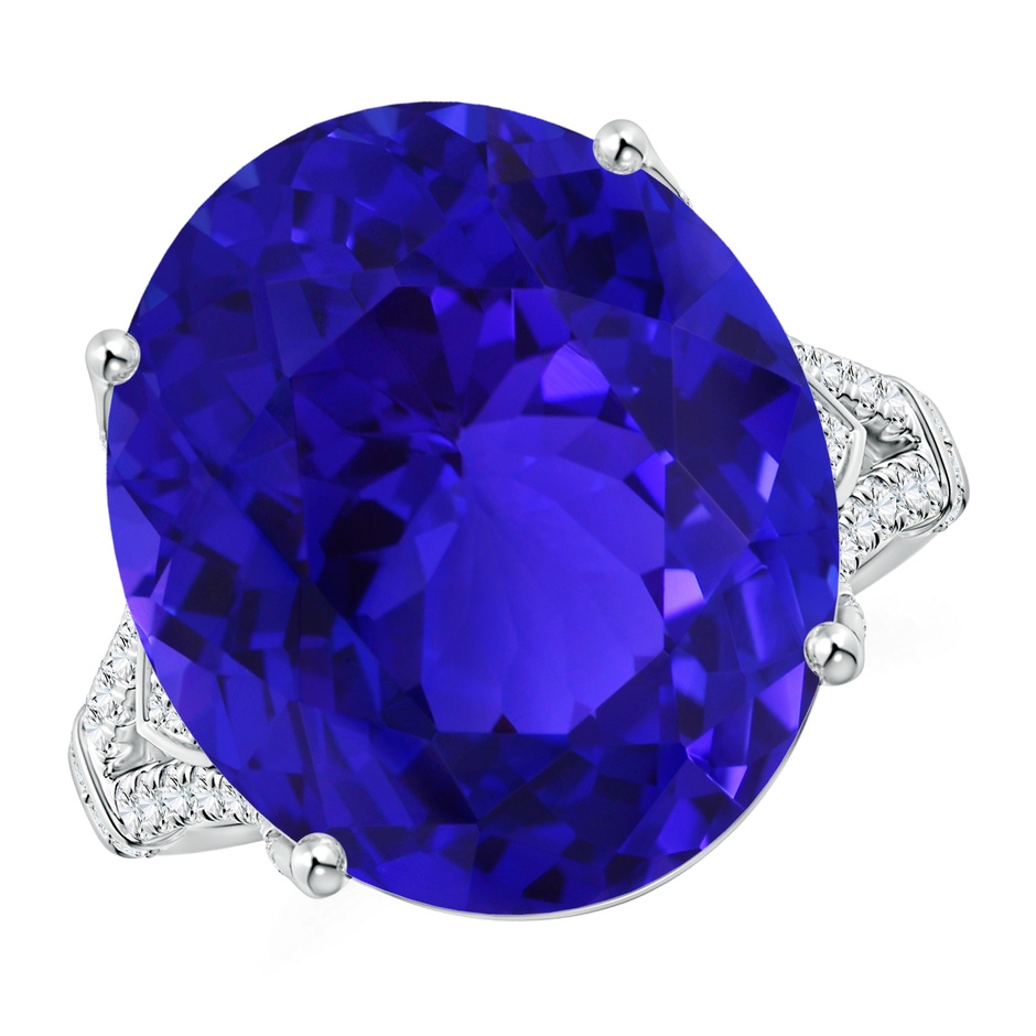 17.67x14.95x9.87mm AAAA Prong-Set GIA Certified Tanzanite Split Shank Ring in 18K White Gold 