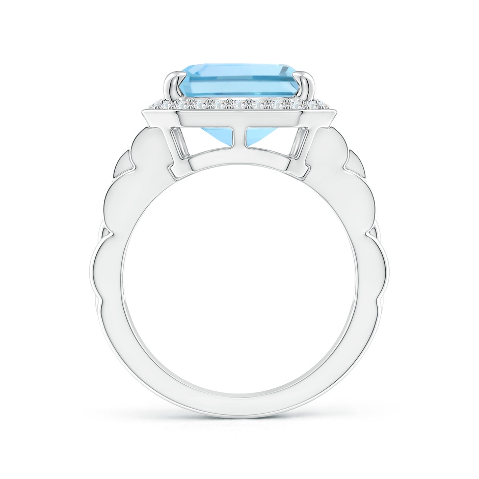 13.16x11.11x7.42mm AAAA GIA Certified Emerald Cut Aquamarine Brick Pattern Halo Ring in White Gold side-1