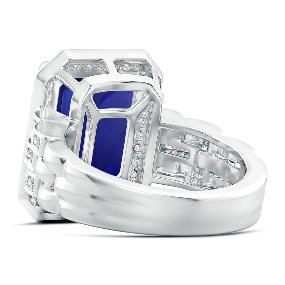 13.4x11.90mm AAAA GIA Certified Emerald Cut Tanzanite Brick Pattern Halo Ring  in 18K White Gold Side-2