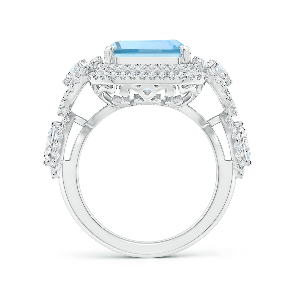 13.16x11.11x7.42mm AAAA GIA Certified Aquamarine Ring with Round & Marquise Diamonds in 18K White Gold Side-1