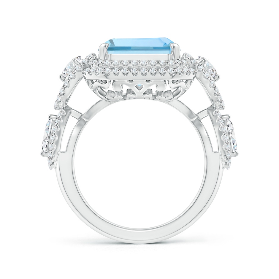 13.16x11.11x7.42mm AAAA GIA Certified Aquamarine Ring with Round & Marquise Diamonds in 18K White Gold side-1