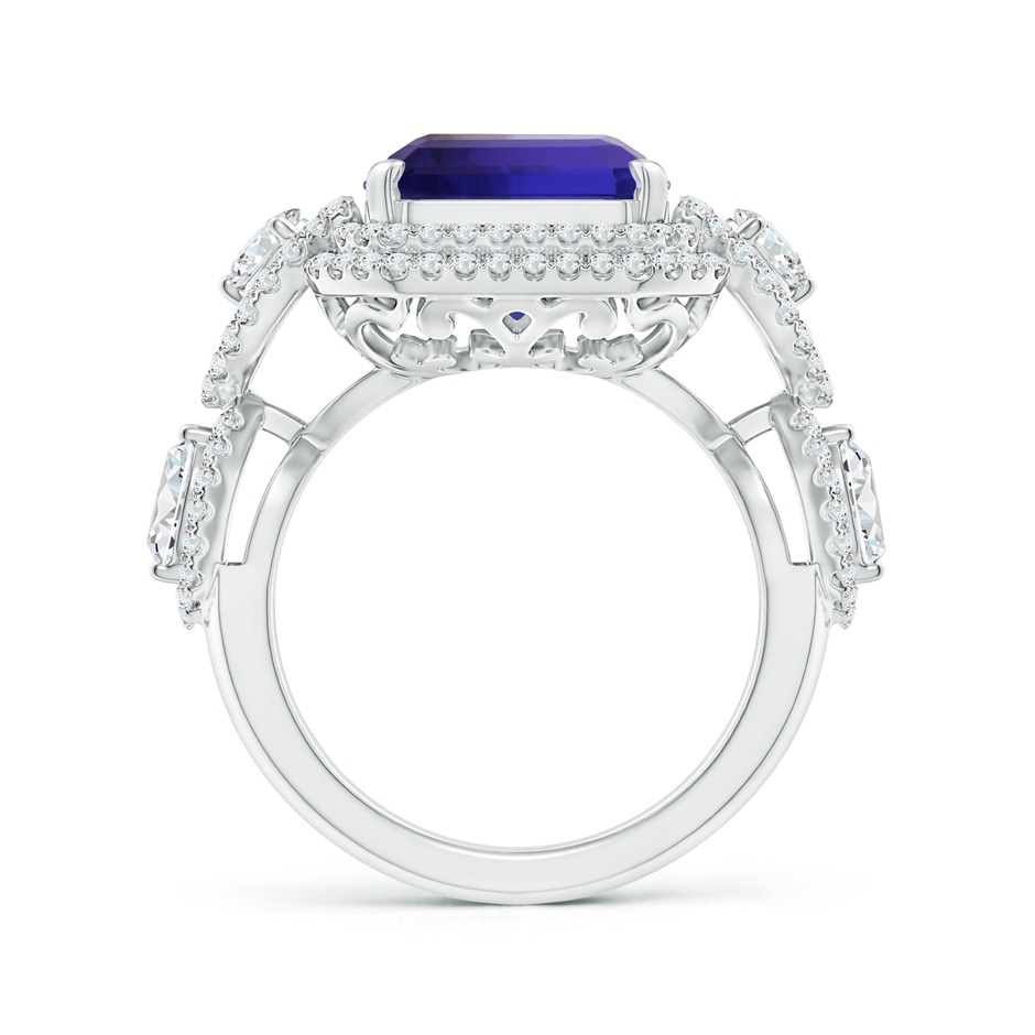 13.4x11.90mm AAAA GIA Certified Tanzanite Ring with Round & Marquise Diamonds in 18K White Gold Side-1