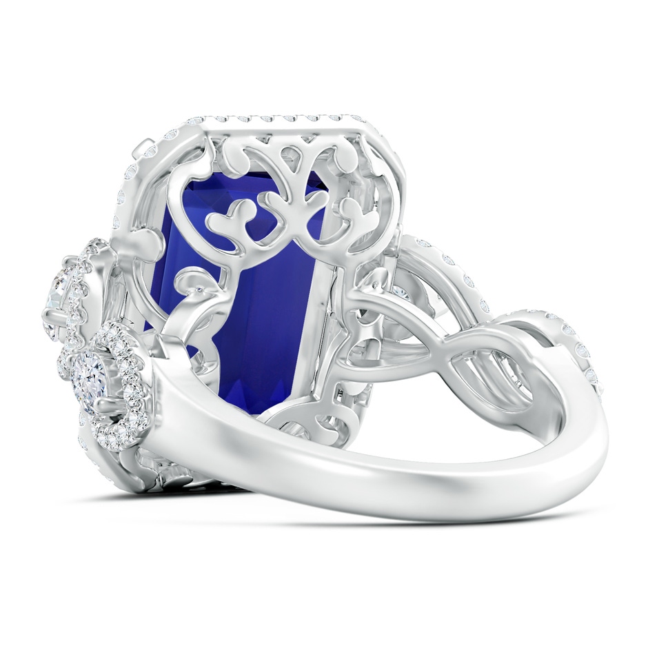 13.4x11.90mm AAAA GIA Certified Tanzanite Ring with Round & Marquise Diamonds in 18K White Gold Side-2