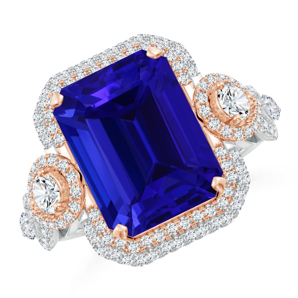 13.4x11.90mm AAAA GIA Certified Tanzanite Ring with Round & Marquise Diamonds in White Gold Rose Gold