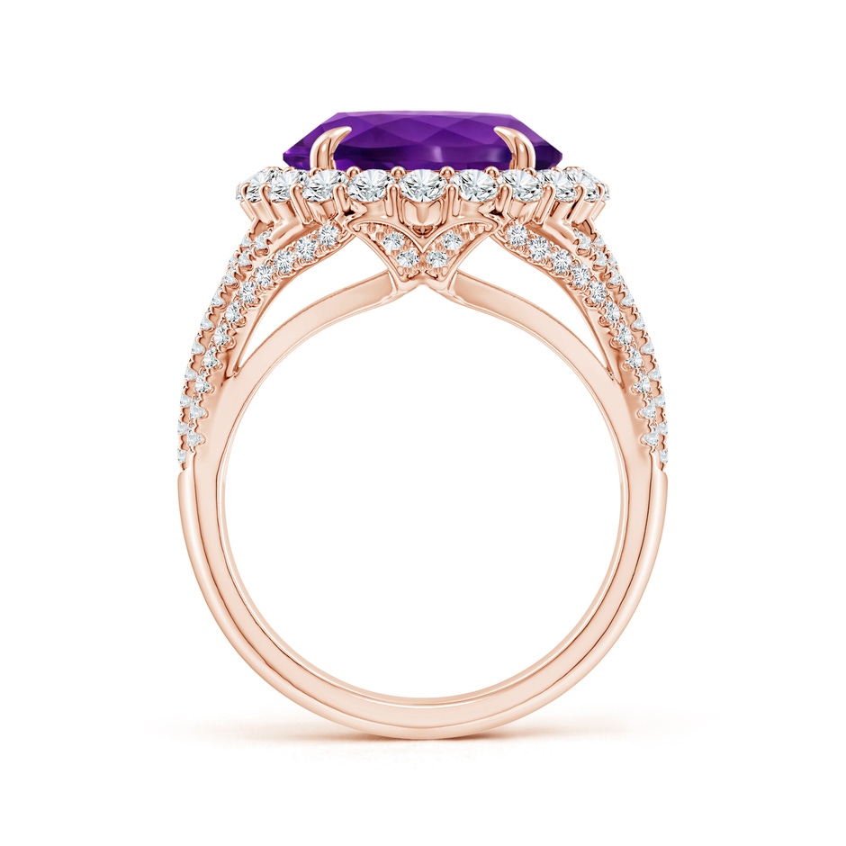 14.00x9.98x7.47mm AAA GIA Certified Oval Amethyst Halo Ring with V-Shaped Shank in 18K Rose Gold side 199