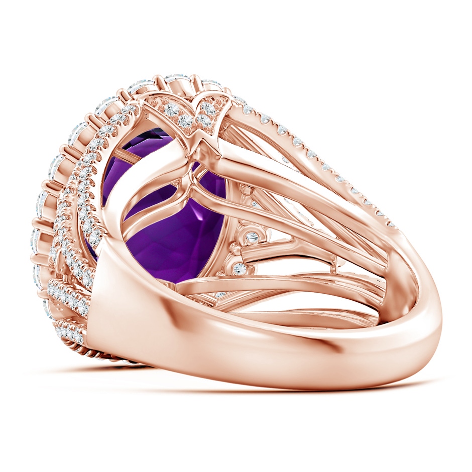14.00x9.98x7.47mm AAA GIA Certified Oval Amethyst Halo Ring with V-Shaped Shank in 18K Rose Gold side 399
