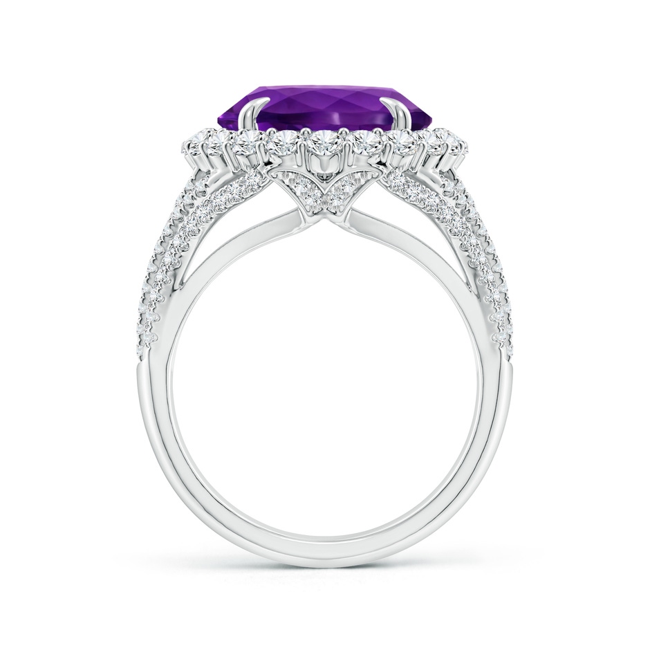 14.00x9.98x7.47mm AAA GIA Certified Oval Amethyst Halo Ring with V-Shaped Shank in 18K White Gold side 199