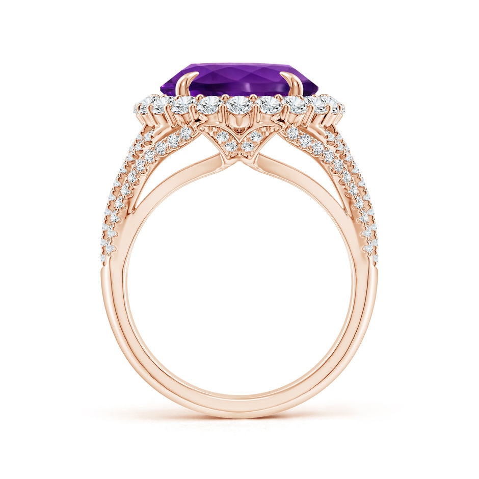 14.00x9.98x7.47mm AAA GIA Certified Oval Amethyst Halo Ring with V-Shaped Shank in Rose Gold Side 199