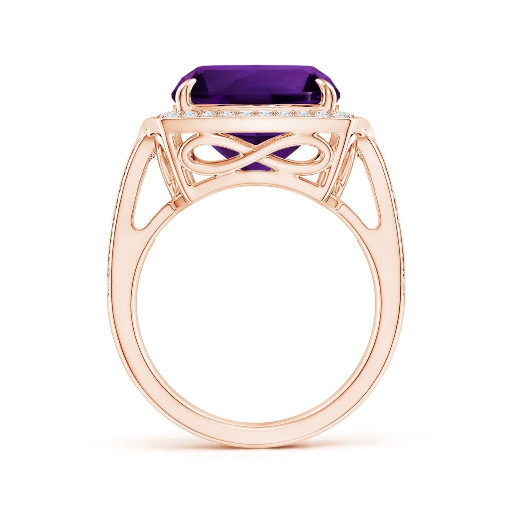 14.13x12.06x8.35mm AAA GIA Certified Amethyst Split Shank Ring with Infinity Motif in Rose Gold Side 199