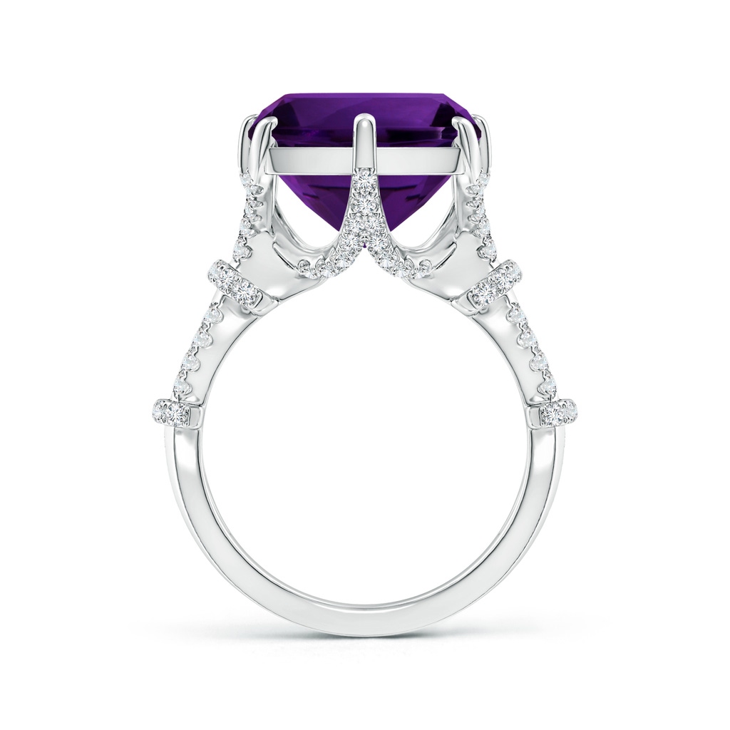 14.13x12.06x8.35mm AAA GIA Certified Rectangular Cushion Amethyst Ornate Shank Ring in White Gold Side 199