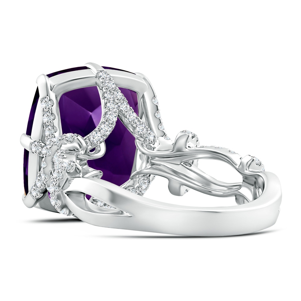 14.13x12.06x8.35mm AAA GIA Certified Rectangular Cushion Amethyst Ornate Shank Ring in White Gold Side 399