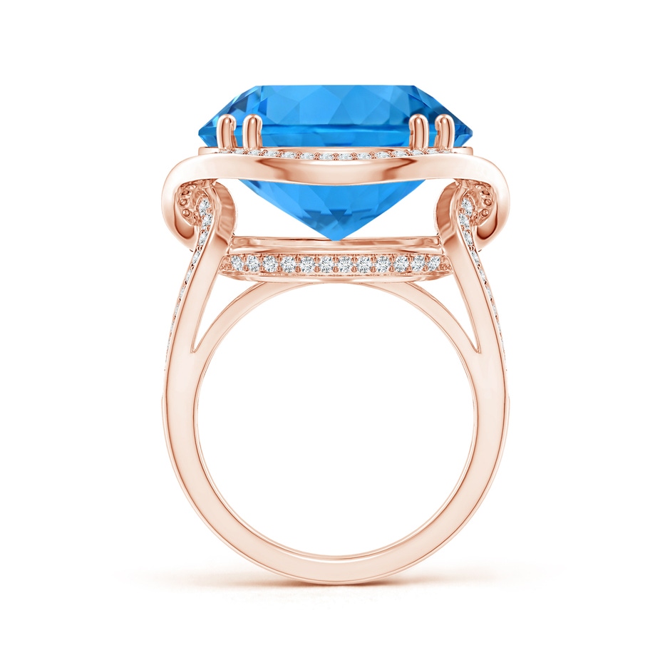 16.99-17.07x9.72mm AAAA GIA Certified Swiss Blue Topaz Interlocked Shank Halo Ring - 19.82 CT TW in 18K Rose Gold product image