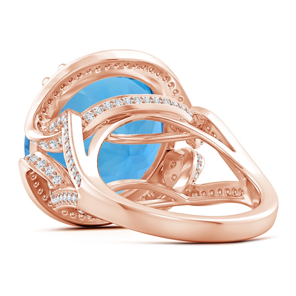 16.99-17.07x9.72mm AAAA GIA Certified Swiss Blue Topaz Interlocked Shank Halo Ring - 19.82 CT TW in 18K Rose Gold product image