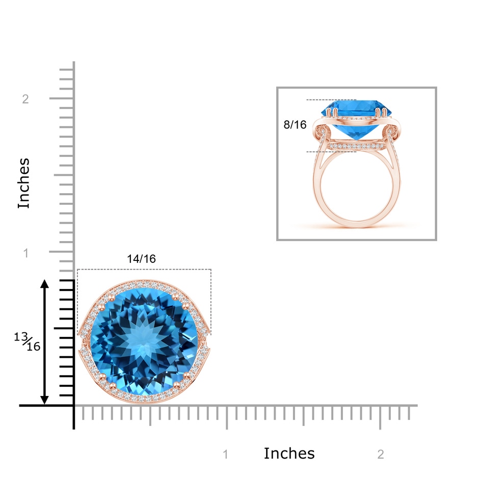 16.99-17.07x9.72mm AAAA GIA Certified Swiss Blue Topaz Interlocked Shank Halo Ring - 19.82 CT TW in 18K Rose Gold product image