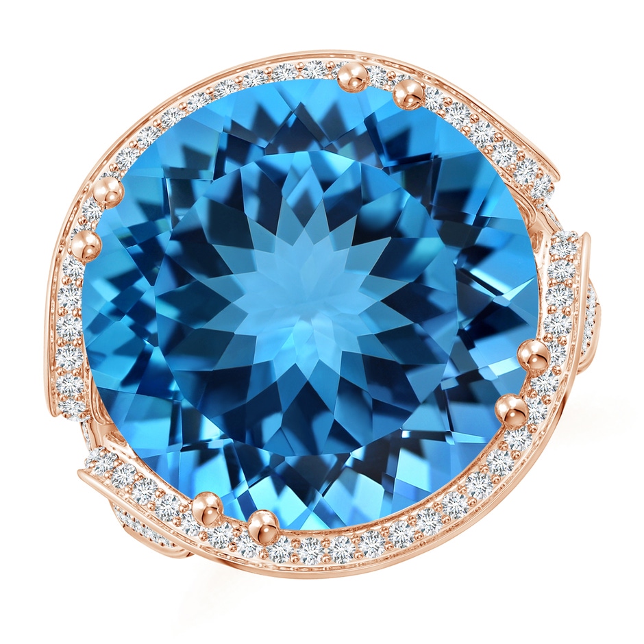 16.99-17.07x9.72mm AAAA GIA Certified Swiss Blue Topaz Interlocked Shank Halo Ring - 19.82 CT TW in Rose Gold product image