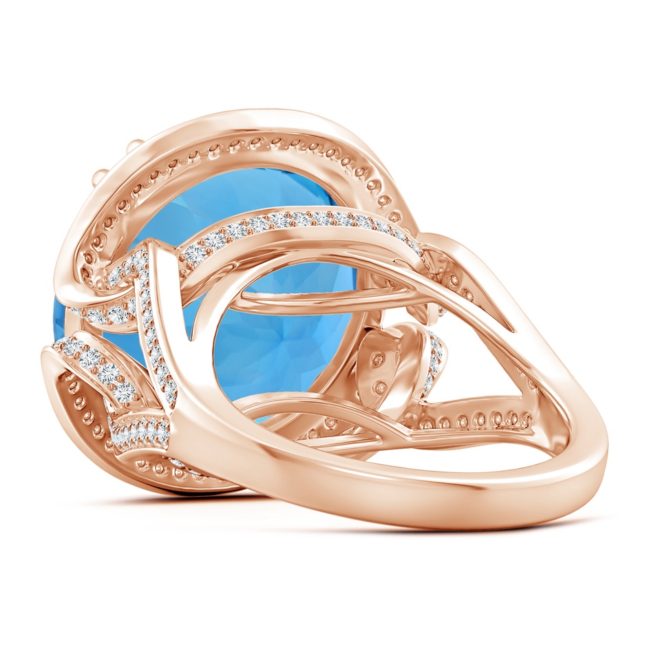 16.99-17.07x9.72mm AAAA GIA Certified Swiss Blue Topaz Interlocked Shank Halo Ring - 19.82 CT TW in Rose Gold product image