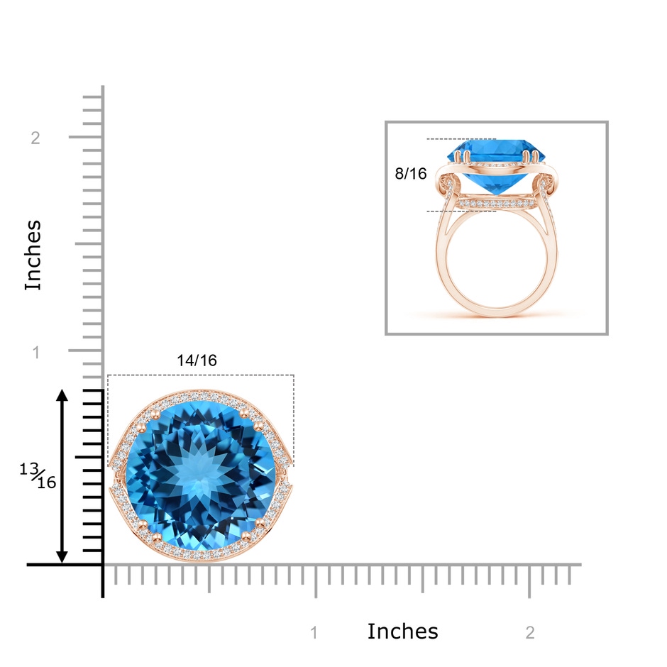 16.99-17.07x9.72mm AAAA GIA Certified Swiss Blue Topaz Interlocked Shank Halo Ring - 19.82 CT TW in Rose Gold product image