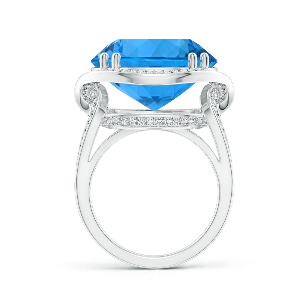 16.99-17.07x9.72mm AAAA GIA Certified Swiss Blue Topaz Interlocked Shank Halo Ring - 19.82 CT TW in White Gold Product Image