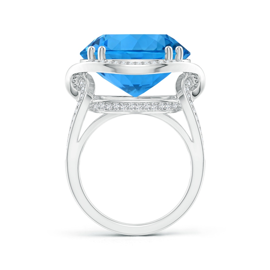 16.99-17.07x9.72mm AAAA GIA Certified Swiss Blue Topaz Interlocked Shank Halo Ring - 19.82 CT TW in White Gold product image