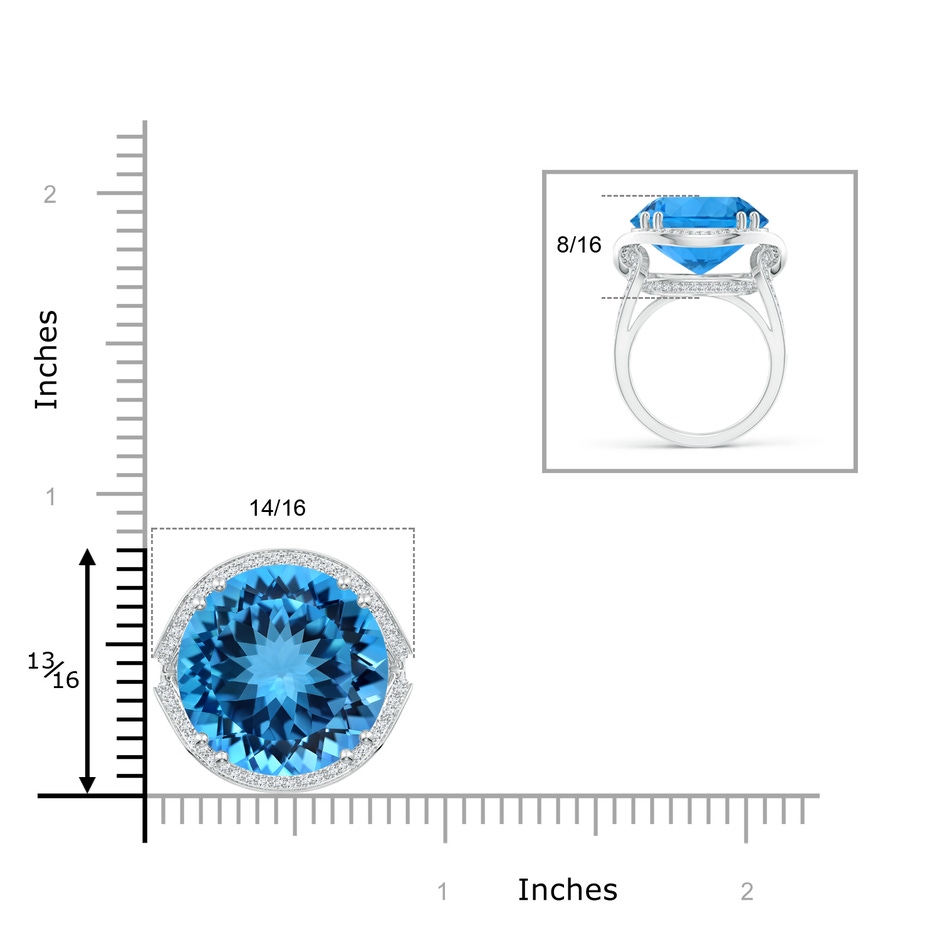 16.99-17.07x9.72mm AAAA GIA Certified Swiss Blue Topaz Interlocked Shank Halo Ring - 19.82 CT TW in White Gold product image