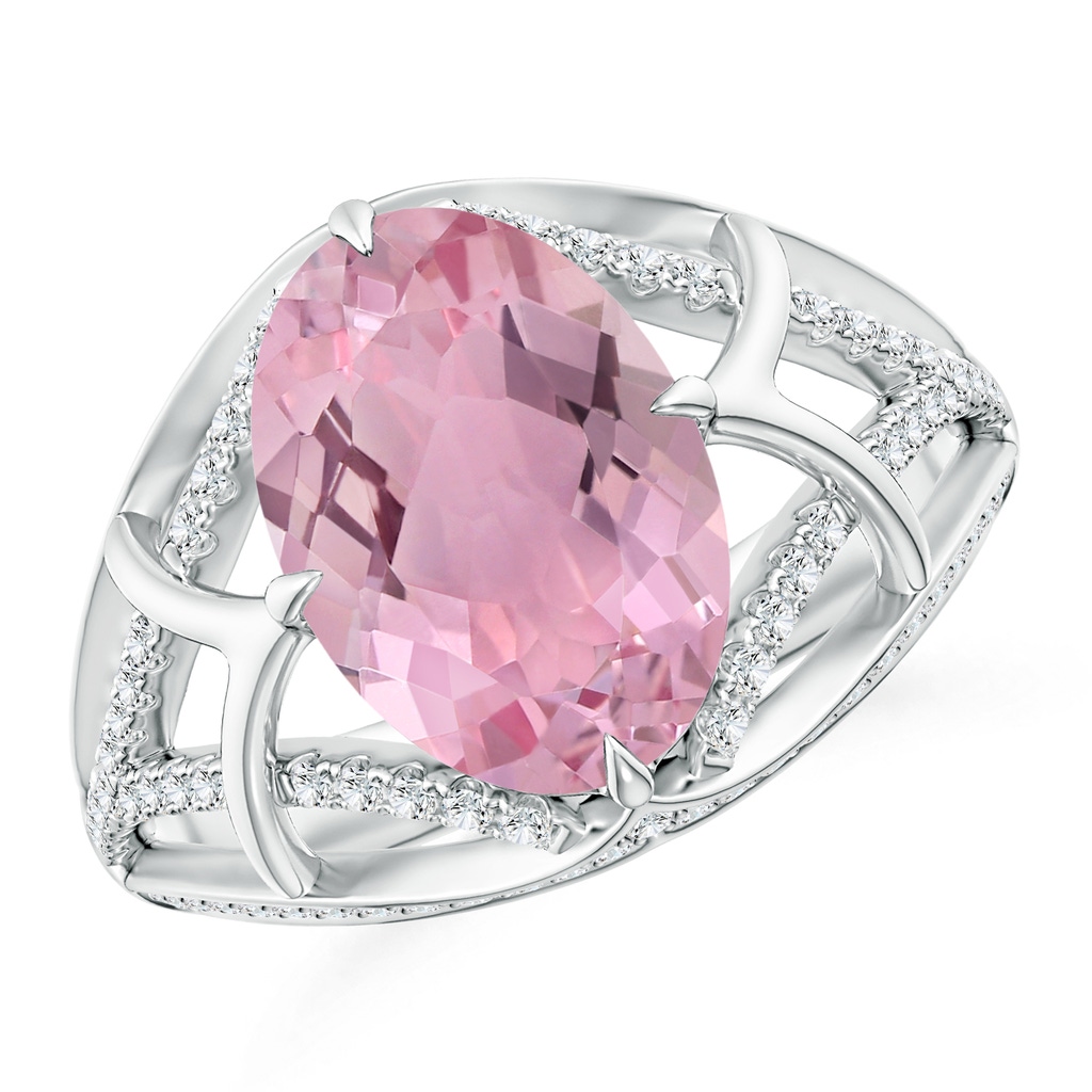 11.85x8.22x5.13mm AAA Classic GIA Certified Oval Pink sapphire Split Shank Ring. in 18K White Gold