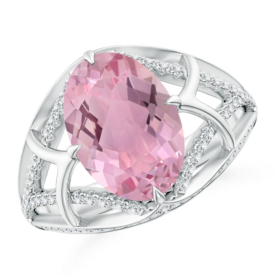 11.85x8.22x5.13mm AAA Classic GIA Certified Oval Pink sapphire Split Shank Ring. in 18K White Gold 