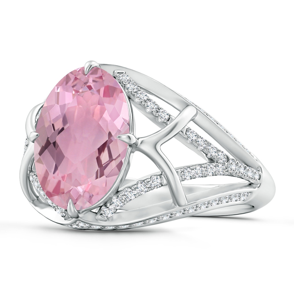 11.85x8.22x5.13mm AAA Classic GIA Certified Oval Pink sapphire Split Shank Ring. in White Gold Side 199