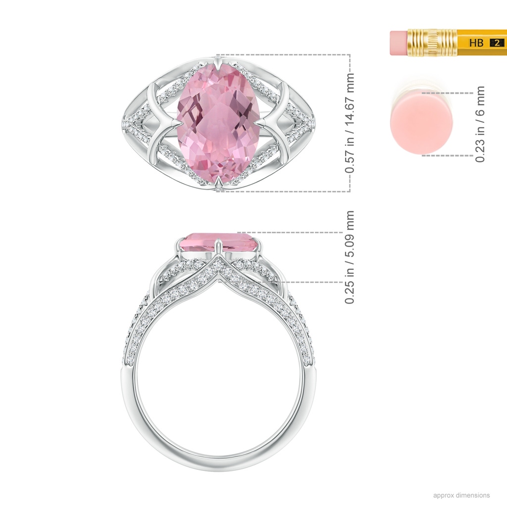 11.85x8.22x5.13mm AAA Classic GIA Certified Oval Pink sapphire Split Shank Ring. in White Gold ruler