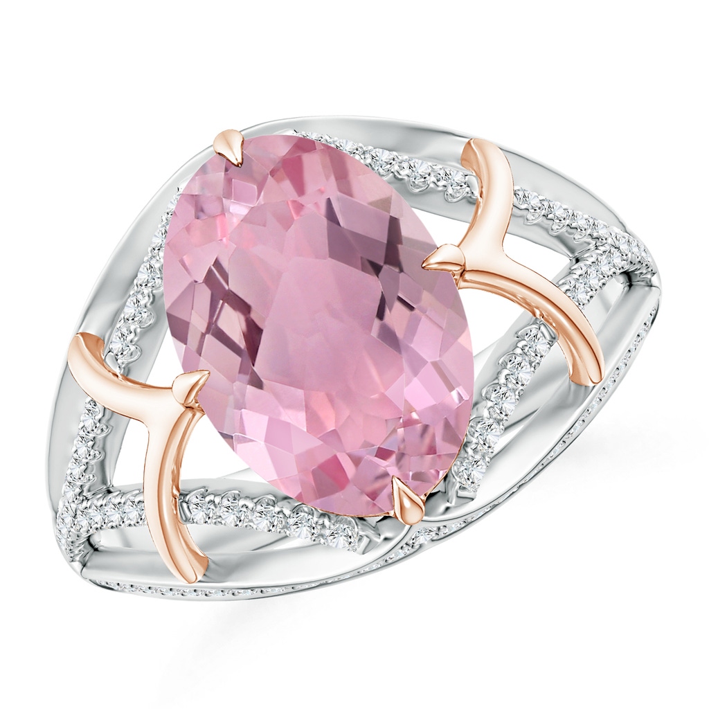 11.85x8.22x5.13mm AAA Classic GIA Certified Oval Pink sapphire Split Shank Ring. in White Gold Rose Gold