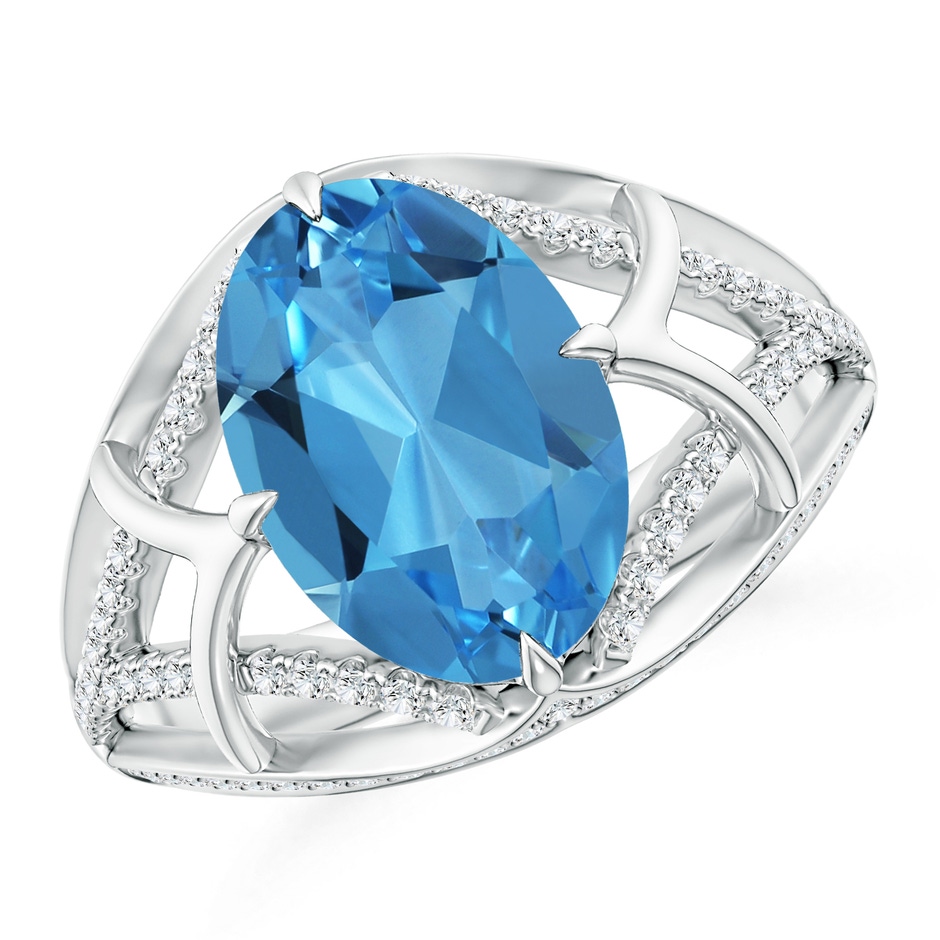 11.99x7.92x4.98mm AAAA GIA Certified Classic Oval Swiss Blue Topaz Split Shank Ring in 18K White Gold side 199
