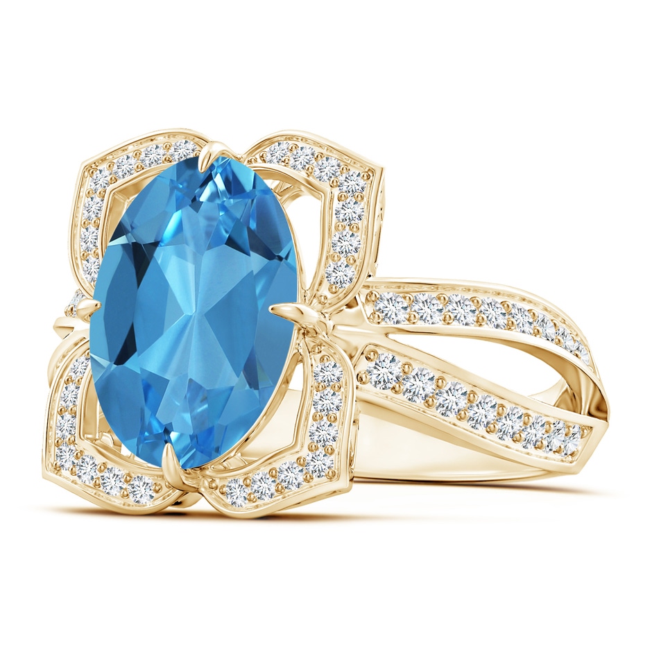 11.99x7.92x4.98mm AAAA GIA Certified Oval Swiss Blue Topaz Floral Cocktail Ring in Yellow Gold side 199