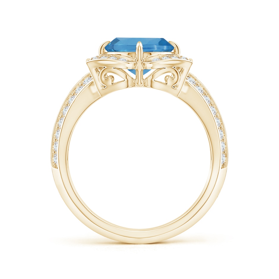 11.99x7.92x4.98mm AAAA GIA Certified Oval Swiss Blue Topaz Floral Cocktail Ring in Yellow Gold side 399