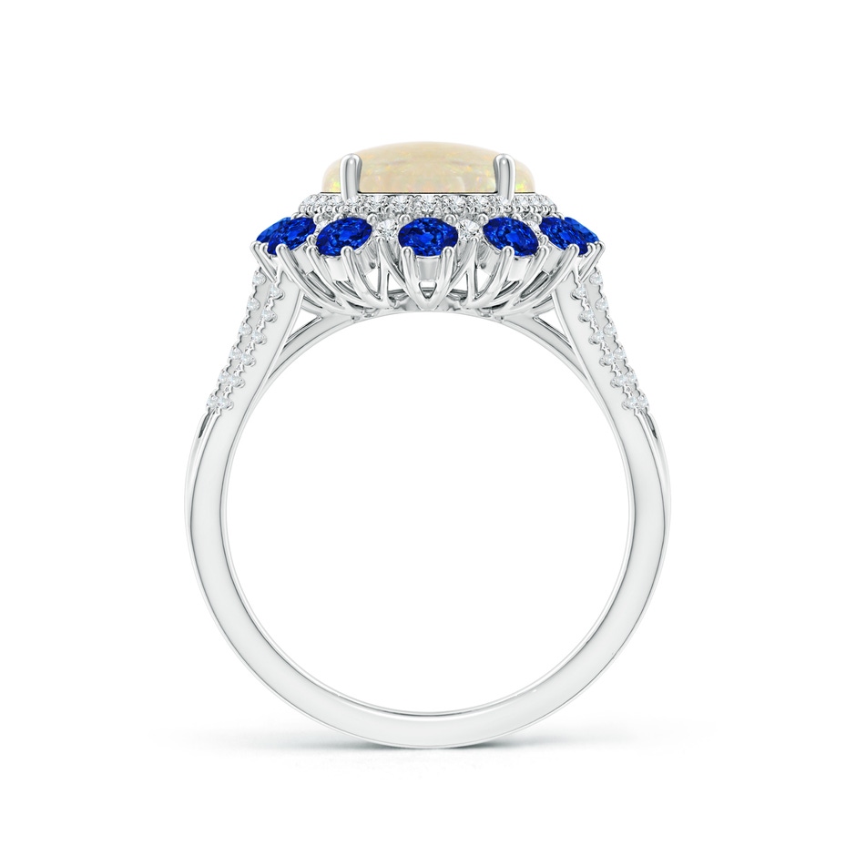 13.86x10.16x4.37mm AAAA GIA Certified Oval Opal Ring with Sapphire & Diamond Halo in 18K White Gold Side-1