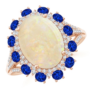 13.86x10.16x4.37mm AAAA GIA Certified Oval Opal Ring with Sapphire & Diamond Halo in 9K Rose Gold