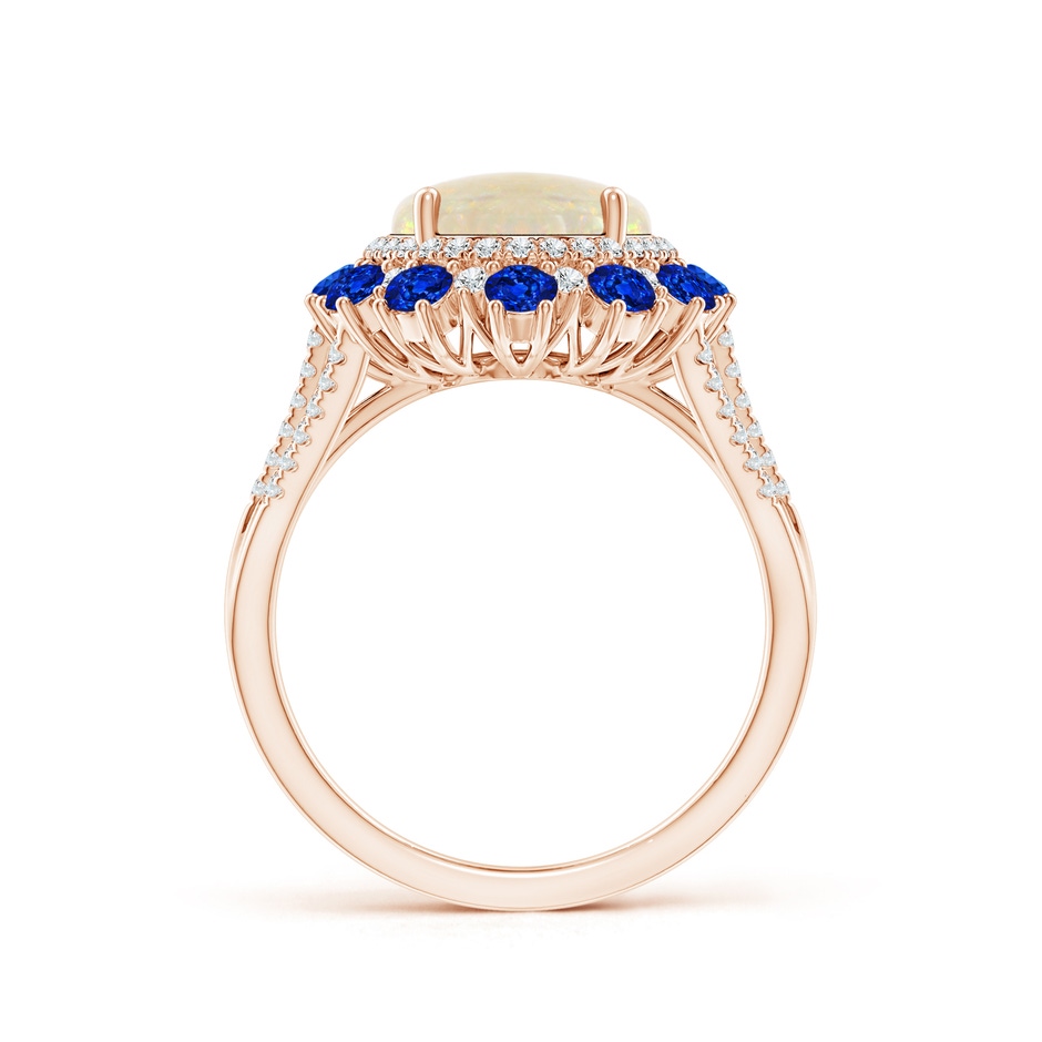 13.86x10.16x4.37mm AAAA GIA Certified Oval Opal Ring with Sapphire & Diamond Halo in Rose Gold Side-1