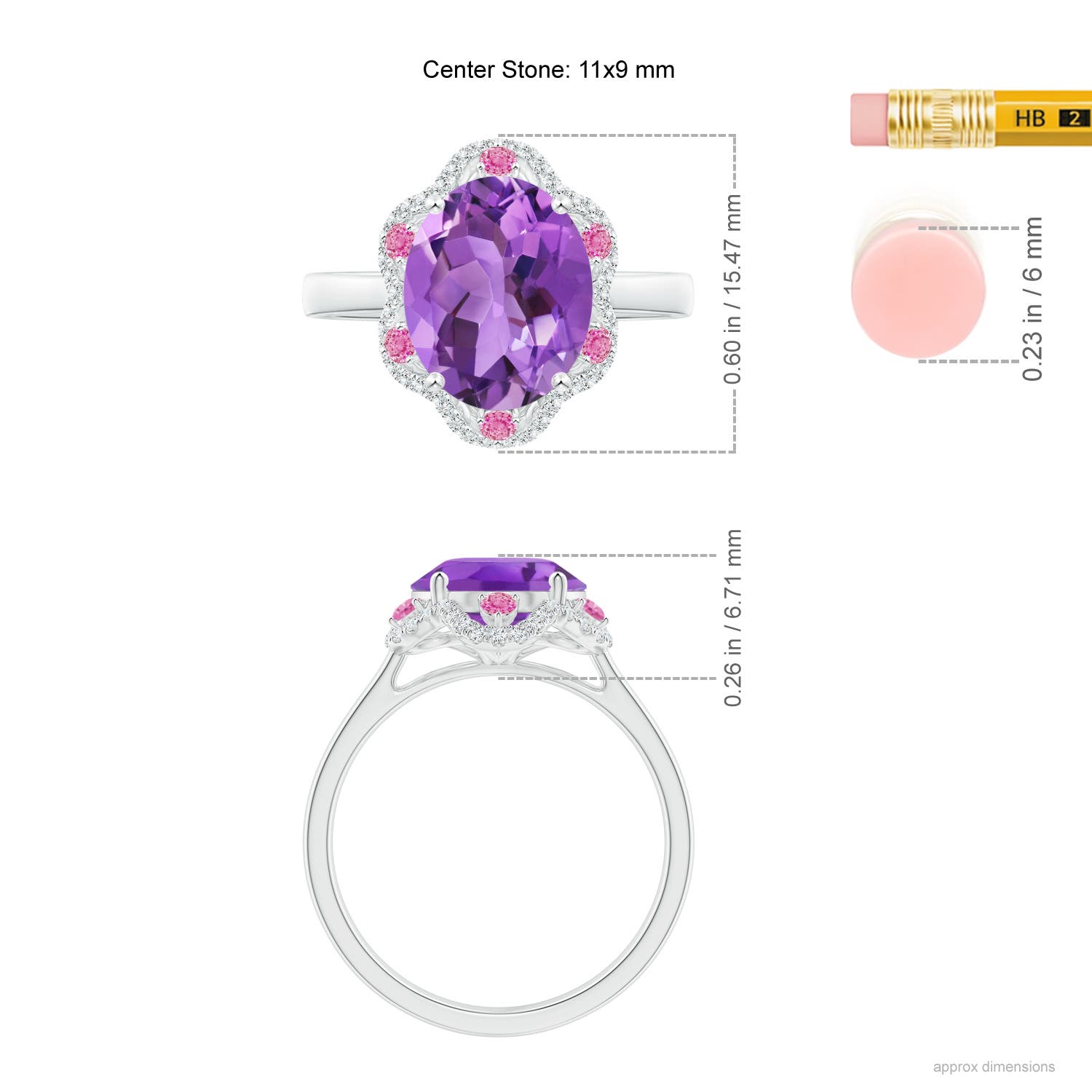AA - Amethyst / 3.48 CT / 14 KT White Gold