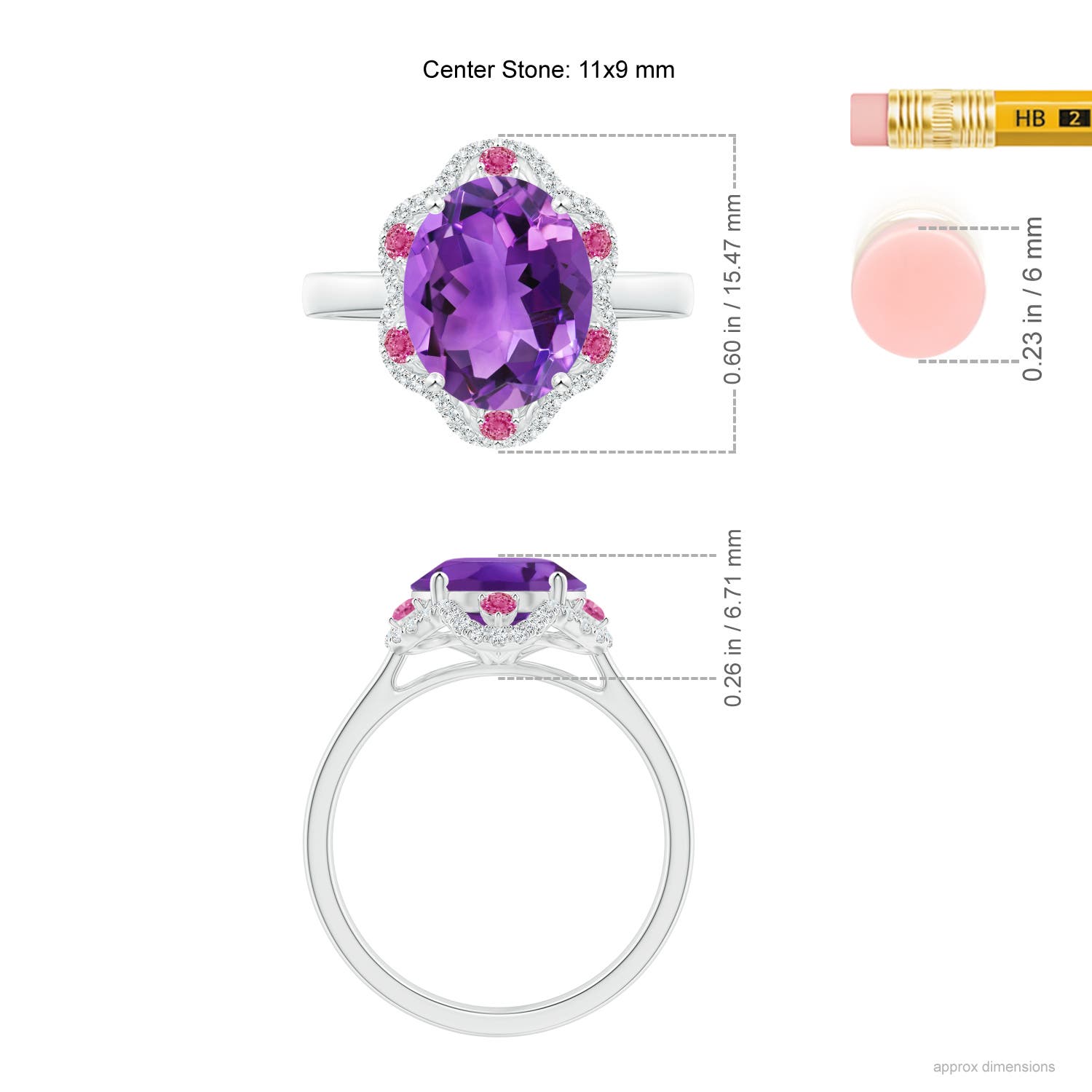 AAA - Amethyst / 3.48 CT / 14 KT White Gold