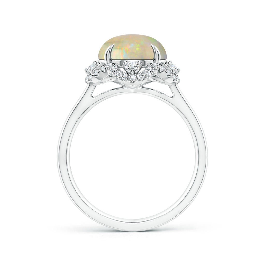 12.90x10.53x4.24mm AAA GIA Certified Opal Floral Ring with Reverse Tapered Shank in 18K White Gold Side-1
