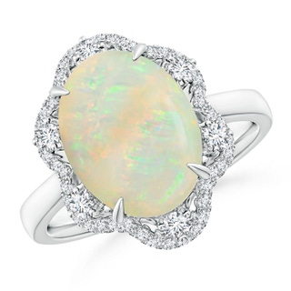 12.90x10.53x4.24mm AAA GIA Certified Opal Floral Ring with Reverse Tapered Shank in P950 Platinum