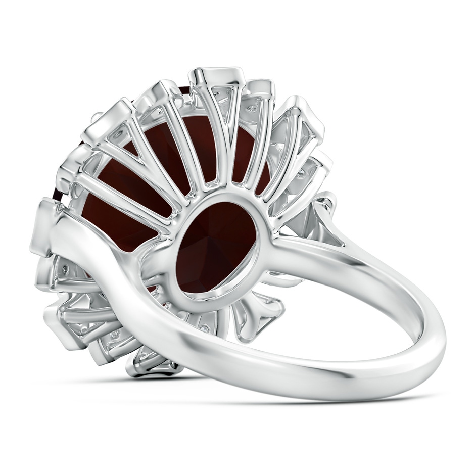 14.89-15.07x8.09mm AAAA GIA Certified Round Garnet Ring with Triangular Motif Halo in 18K White Gold side 399