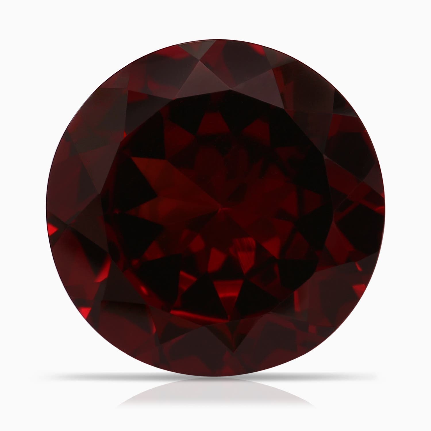 14.89-15.07x8.09mm AAAA GIA Certified Round Garnet Ring with Triangular Motif Halo in 18CT White Gold - stone