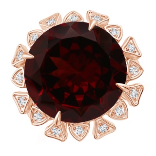 14.89-15.07x8.09mm AAAA GIA Certified Round Garnet Ring with Triangular Motif Halo in Rose Gold