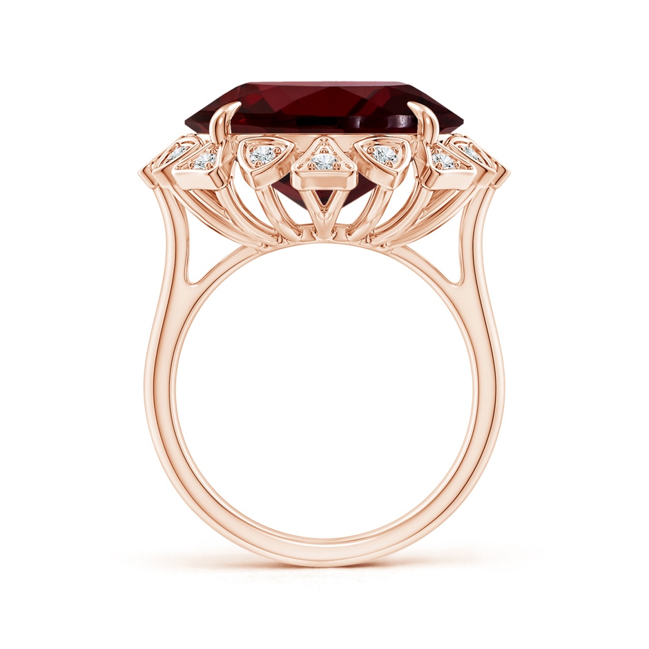 14.89-15.07x8.09mm AAAA GIA Certified Round Garnet Ring with Triangular Motif Halo in Rose Gold Side 199