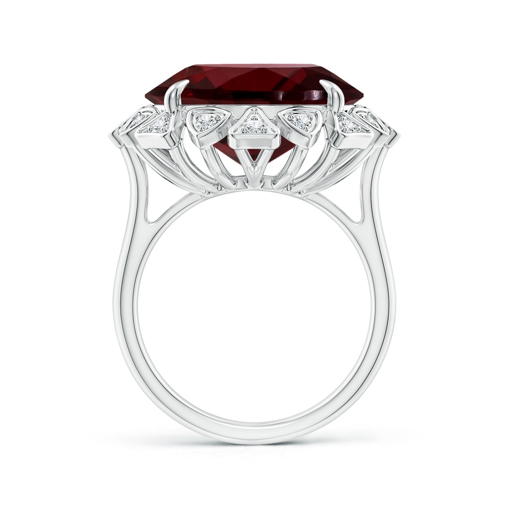 14.89-15.07x8.09mm AAAA GIA Certified Round Garnet Ring with Triangular Motif Halo in White Gold - side 199