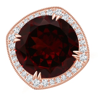 14.89-15.07x8.09mm AAAA GIA Certified Round Garnet Cocktail Ring with Cushion Halo in 18K Rose Gold