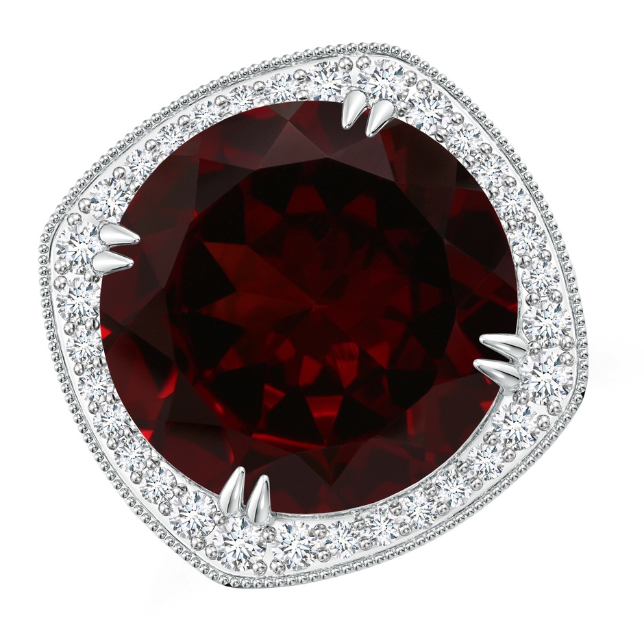 14.89-15.07x8.09mm AAAA GIA Certified Round Garnet Cocktail Ring with Cushion Halo in 18K White Gold 