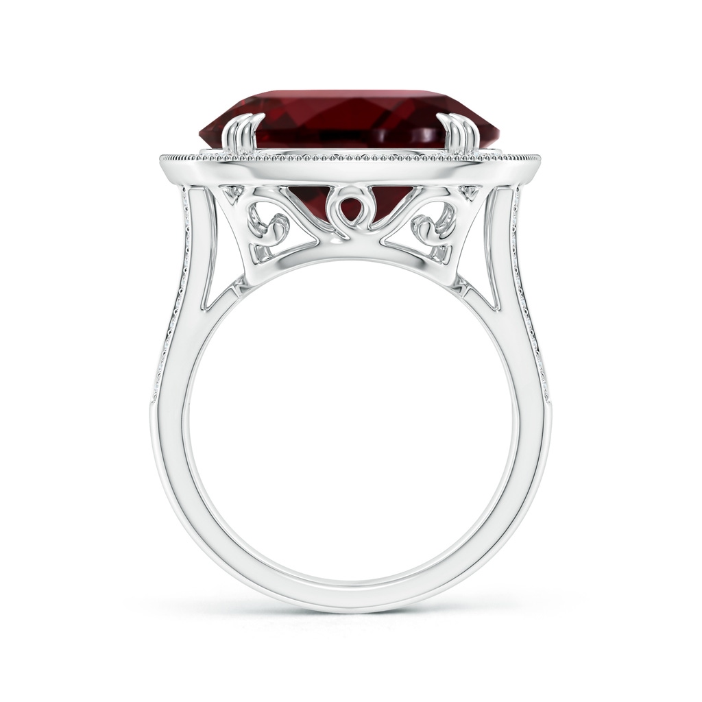 15x15mm AAAA GIA Certified Round Garnet Cocktail Ring with Cushion Halo in 18K White Gold Side-1