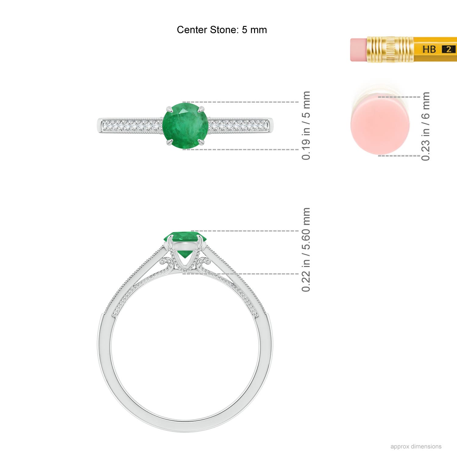 A - Emerald / 0.54 CT / 14 KT White Gold